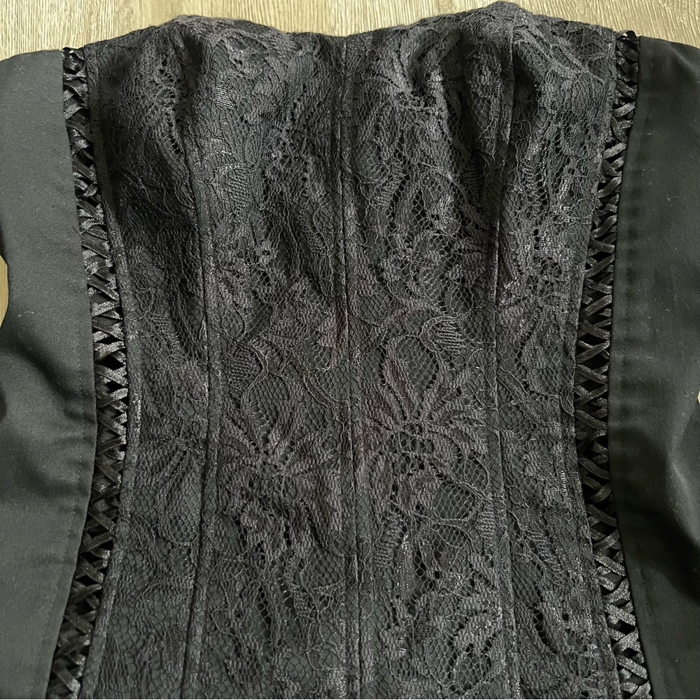 Express Design Studio Black Lace Bustier Corset Top Y2K Size 4 - Picture 3 of 4